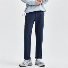 GIORDANO 佐丹奴 裤子男弹力棉梭织直筒裤字母刺绣中腰休闲裤男01114677 黑色 标志黑 3474.95元