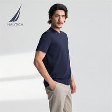 京东PLUS：NAUTICA 诺帝卡 男装25春夏全棉圆领短袖T恤男 藏青4NV L64.3元