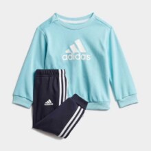 超V：adidas 春秋季男小童简约LOGO条纹舒适运动休闲长袖长裤套装