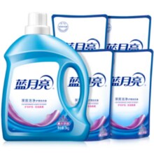 蓝月亮洗衣液套装 机洗手洗  薰衣草香洗衣液 洁净10斤（ 3kg*1瓶 +500g*4袋)