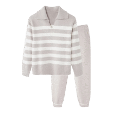 plus会员：ubras 刘雯同款 慕斯绒条纹家居服套装、秋冬款 赠内裤104.17元+凑44.93元