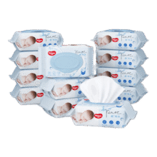 好奇（Huggies）纯水婴儿湿巾80抽12包手口屁屁擦去99.9%细菌去油污消毒家庭装