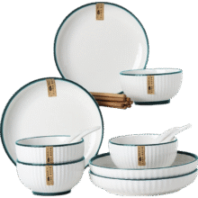 万享 欧式轻奢陶瓷餐具碗碟套装釉下彩碗具饭碗菜盘碗筷碗套装18头17.44元(需领券)