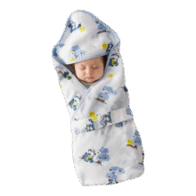 babycare初生婴儿全棉抱被安抚调温产房新生儿包被咘咘熊月光蓝90*90168元 (月销1000+)