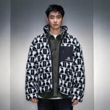 超V：GXG男装 黑白提花时尚通勤百搭拼接口袋立领夹克外套男
