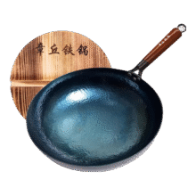 京严 炒菜锅手工锻打锤纹铁锅 章丘古法千锤锻打铁锅+杉木盖 32cm62元(需领券)
