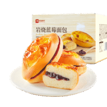 良品铺子 岩烧蓝莓面包 500g 夹心手撕面包