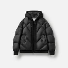 播 24冬季90白鸭绒绗缝短款连帽羽绒服女宽松面包服DDR4RD5118