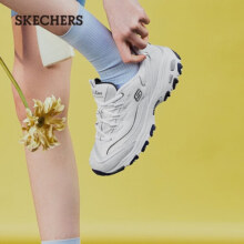 斯凯奇（Skechers）女鞋小白熊女士休闲鞋子厚底增高百搭运动软底老爹鞋女99999863 白色/海军蓝色/WNV 35321元 (券后省38)