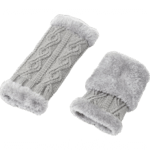 再降价：毛毛手套针织半指加绒短款半截袖套冬天电脑打字关节保暖防寒护腕 浅灰3.8元包邮(需领券)，10色可选