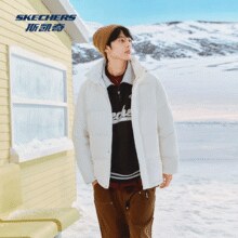 保暖加分！Skechers 斯凯奇 男女同款立领梭织羽绒外套L324U108 多色