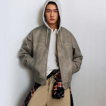 JACK&JONES 杰克琼斯 PU夹克男士秋季可拆卸连帽假两件宽松棒球服外套上衣男装券后293元