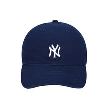 MLB 帽子男女通用情侣款软顶棒球帽 韩版潮流NY小标鸭舌帽 藏青色小白标 可调节帽围55cm-59cm券后99元