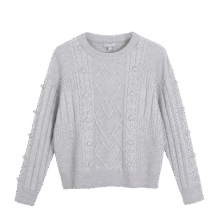 北欧时刻 【卖完不补】复古慵懒风绞花针织衫女显瘦小个子百搭厚款保暖毛衣65元(需领券)