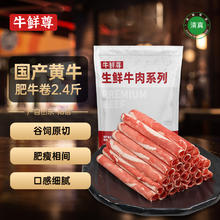 牛鲜尊 国产黄牛原切牛肉卷净重2.4斤（6包）