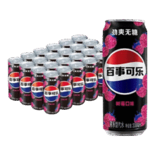 百事可乐Pepsi 无糖可乐 树莓味碳酸饮料汽水 330ml*24听 细长罐整箱装