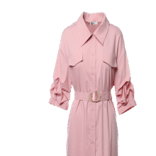 再降价：百图 【两穿衬衫裙】春夏法式温柔粉色立体感花朵袖连衣裙141.32元(需领券)