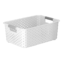 稻草熊日式杂物收纳筐家用零食玩具塑料厨房浴室收纳盒宿舍办公收纳篮 收纳筐-北欧白 中号【单个装】6.9元