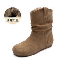 DUSTO 大东 时装靴女鞋2025冬新款复古西部堆堆靴加绒美拉德加绒勃肯短靴55.8元