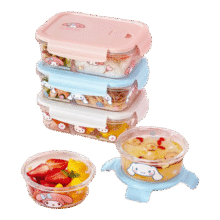 满朝佳三丽鸥圆形玻璃饭盒带盖可微波炉加热耐高温带饭水果便当保鲜汤碗 圆形保鲜盒350ML【美乐蒂】26.9元