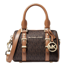 再降价：迈克·科尔斯 MK Bedford 老花斜挎波士顿圆桶包女包 橡果棕758.9元(需领券)