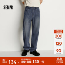 森马（Semir）牛仔裤男冬加绒加厚保暖宽松直筒裤2025新款做旧复古百搭裤子 牛仔蓝灰88402 26234元 (券后省30)