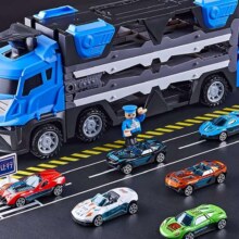 中精质造 儿童变形弹射大卡车货车轨道车工程收纳货柜玩具车汽车2男孩礼物3 弹射轨道车//90CM配四个车8.8元(需换购)