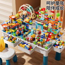 SNAEN 斯纳恩 积木桌子 大颗粒儿童玩具 拼装积木（1桌1椅4桶+滑道汽车积木516粒）券后109.47元