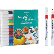 正版丙烯马克笔防水可叠色不透墨水彩笔涂鸦无毒水彩笔 【12色】pvc丙烯马克笔0.69元(需领券)