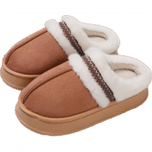 秋冬女时尚棉拖鞋包头居家外穿加绒保暖厚底毛毛棉拖冬季 8810丝带厚底-黄色 38 -39适合37-387.9元