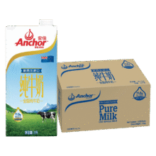 安佳 3.6g蛋白质全脂牛奶 1L*6盒  新西兰进口草饲牛奶*2件
