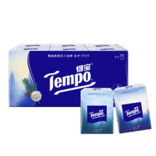 得宝 TEMPO 雪松印花手帕纸 4层 7张*6包 湿水不破 小包面巾纸