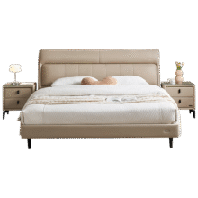 20点：全友家居 现代简约慕夕真皮床 高脚款皮床 1.8x2米885元（前5分钟）