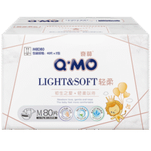 奇莫Q-MO轻柔纸尿裤M80片(6-11kg)尿不湿中号裸感超薄透气