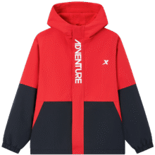 特步（XTEP）儿童童装冬季摇粒绒三防外套拼接保暖连帽风衣 宝钻红 175cm111.2元(需领券、需凑单)