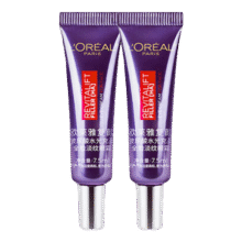 欧莱雅（L'OREAL）紫熨斗眼霜三代全脸淡纹玻尿酸淡化黑眼圈眼袋提拉紧致 新款 7.5ml*2