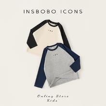 insbobo 儿童T恤男童2024春秋新款插肩袖女童休闲宝宝衣服秋季童装