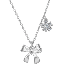 周六福（ZLF） S925银饰蝴蝶结项链女花瓣吊坠气质链坠送女友 链坠链长40+5cm63元(需领券)