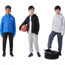 安德玛（Under Armour）童装秋冬加绒儿童针织外套综训系列男女大童连帽上衣244124103