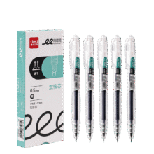 得力（deli）速干按动中性笔 双球珠ST笔头 0.5mm学生中性笔刷题笔考试笔 双核芯黑色5支/盒S08-E56.93元