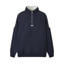 gxgjeans 真五折！清仓 美式半开襟拉链刺绣立领卫衣 藏青色