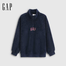 Gap 5 折 GAP男女装2025秋季新款logo刺绣宽松抱抱绒半拉链卫衣上衣