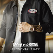 马登 工装 美式黑色口袋衬衫长袖外套男款 曜石黑 XL