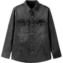 gxgjeans 美式分割设计时尚水洗翻领牛仔夹克 黑色