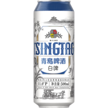 青岛啤酒全麦白啤原麦汁浓度11°P  德式小麦白啤酒 艾尔啤酒 500mL 12罐 整箱装