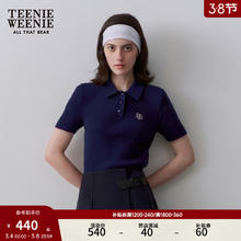 TEENIE WEENIE 小熊女装2024春季简约学院风短袖毛针织衫 藏青色 160/S