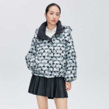 艾莱依 商场同款时尚O型面包服女短款鸭绒羽绒服女连帽冬季御寒外套