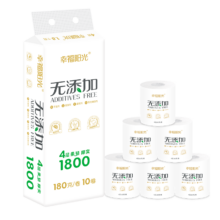 PLUS会员：幸福阳光 无添加系列 4层180克*10卷 有芯加厚卷筒卫生纸 不堵厕
