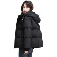 鸭鸭羽绒服 女短款2024年冬季纯色连帽加厚保暖面包服小个子外套 紫色?