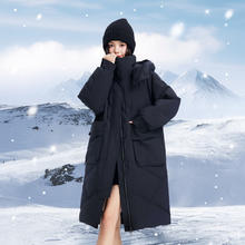 雪中飞 2025冬女士中长款羽绒服百搭时尚休闲气质大口袋保暖舒适 黑色|8056 XL /170/92A